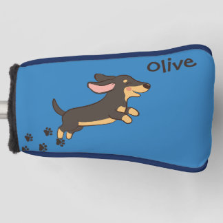 Grappige zwarte en lichtbruine dachshond golfheadcover