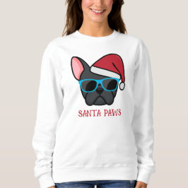 Grappige Zwarte Franse Santa Paws Kerst Trui