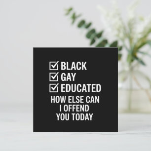Grappige Zwarte Homo Pride Steun LGBTQ Rechten Kaart