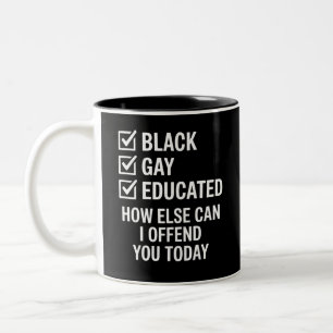 Grappige Zwarte Homo Pride Steun LGBTQ Rechten Tweekleurige Koffiemok