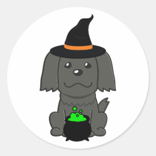 Grappige zwarte hond is een heks ronde sticker