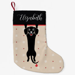 Grappige Zwarte Hond Persoonlijke Naam Kerstmis Kleine Kerstsok