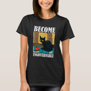 Grappige zwarte kat bijtende hand grappige meme, w t-shirt