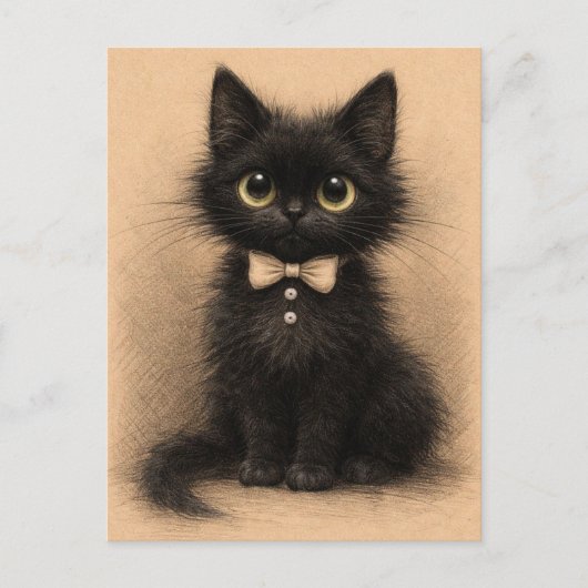 Grappige zwarte kat. Briefkaart (Voorkant)