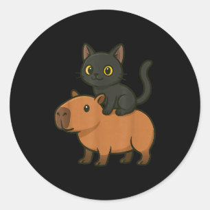 Grappige zwarte kat Capybara Dierenvriend mama pap Ronde Sticker