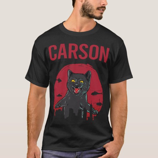 Grappige zwarte kat Carson T-shirt (Voorkant)