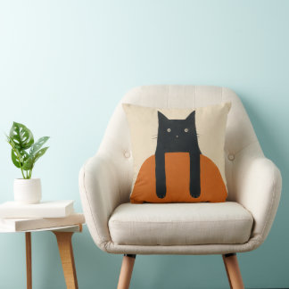 Grappige Zwarte Kat die Loert Minimalistische Mid- Kussen