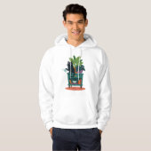 Grappige zwarte kat die over glas klopt hoodie (Voorkant volledig)