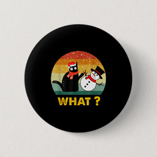 Grappige zwarte kat die sneeuwman Kerstmis Winter Ronde Button 5,7 Cm