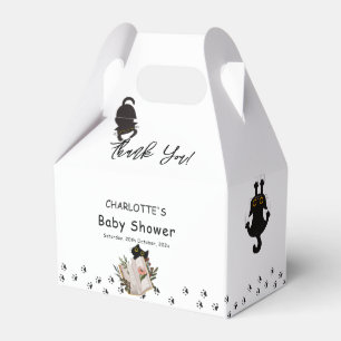 Grappige Zwarte Kat en Bloem Boek Baby Shower Bedankdoosjes