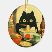 Grappige zwarte kat eten Ramen Keramisch Ornament (Links)