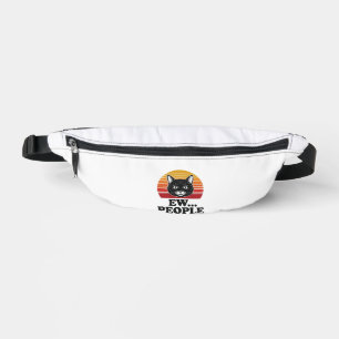 Grappige Zwarte Kat Ew Mensen Retro Zonsondergang Heuptasje