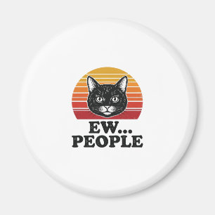 Grappige Zwarte Kat Ew Mensen Retro Zonsondergang  Magneet