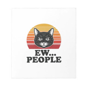 Grappige Zwarte Kat Ew Mensen Retro Zonsondergang Notitieblok