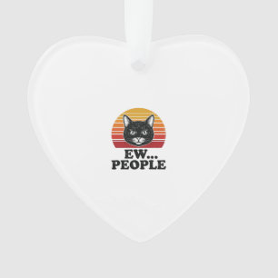 Grappige Zwarte Kat Ew Mensen Retro Zonsondergang  Ornament