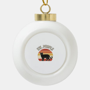 Grappige Zwarte Kat Ew Mensen Vintage Retro Design Keramische Bal Ornament