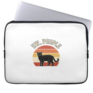 Grappige Zwarte Kat Ew Mensen Vintage Retro Design Laptop Sleeve