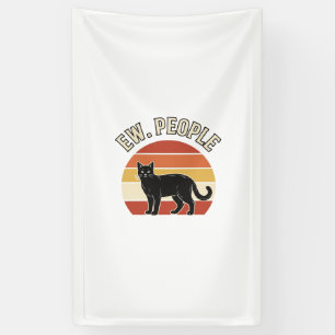 Grappige Zwarte Kat Ew Mensen Vintage Retro Design Spandoek