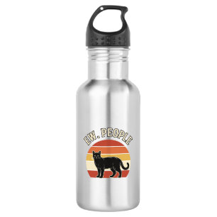 Grappige Zwarte Kat Ew Mensen Vintage Retro Design Waterfles