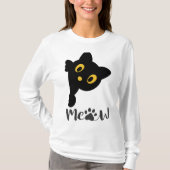Grappige zwarte kat gele ogen t-shirt (Voorkant)