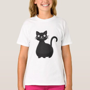 Grappige zwarte kat grote ogen knuffel kat illustr t-shirt