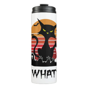 Grappige zwarte kat Halloween cadeau voor mannen e Thermosbeker