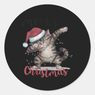 Grappige zwarte kat Halloween Grappige kerst Ronde Sticker