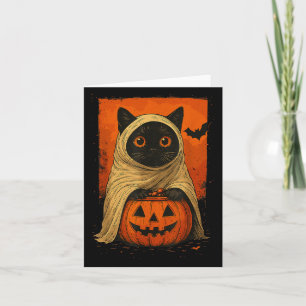 Grappige zwarte kat Halloween pompoen Spooky Ghost Kaart