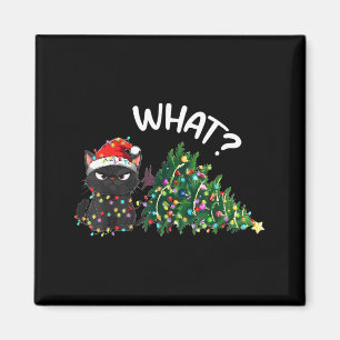 Grappige Zwarte Kat Kerstboom Vrolijk Kerstmis Hum Magneet