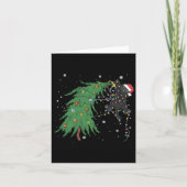 Grappige zwarte kat Kerstman verstrikt in kerstboo Kaart (Voorkant)