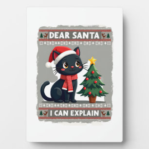 Grappige Zwarte Kat Kerstmis Beste Sint, Ik Kan He Fotoplaat