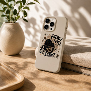 Grappige Zwarte Kat Koffie iPhone 15 Pro Hoesje