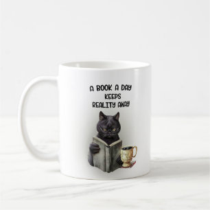Grappige Zwarte Kat Koffieboek Dag Houdt Realiteit Koffiemok