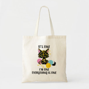 Grappige zwarte kat kunst het is prima ik ben prim tote bag