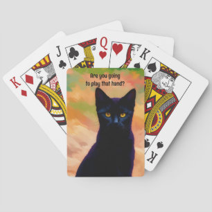 Grappige zwarte kat kunst spelen poker kaarten