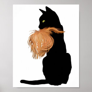 Grappige zwarte kat Lady Kamala met Trump Hair Ste Poster
