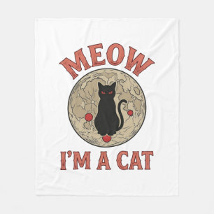 Grappige Zwarte Kat Maan Vintage Halloween Ontwerp Fleece Deken