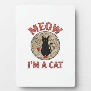 Grappige Zwarte Kat Maan Vintage Halloween Ontwerp Fotoplaat