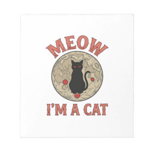 Grappige Zwarte Kat Maan Vintage Halloween Ontwerp Notitieblok