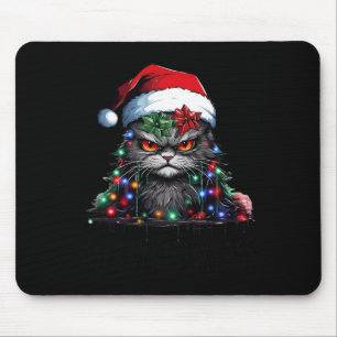 Grappige zwarte kat Merry Kissmy Xmas lichte pyjam Muismat