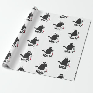 Grappige Zwarte Kat Mes Wat Meme Donkere Humor Kat Cadeaupapier