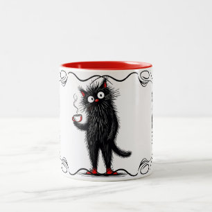 Grappige Zwarte Kat Mok Whimsisch Koffieliefhebb