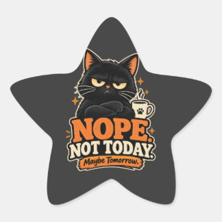 Grappige Zwarte Kat Nee Niet Vandaag Misschien Mor Ster Sticker