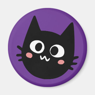 Grappige Zwarte Kat Paars Magneet