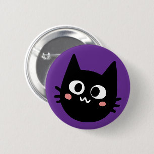 Grappige Zwarte Kat Paars Ronde Button 5,7 Cm