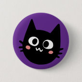Grappige zwarte kat Paarse Ronde Button 5,7 Cm (Voorkant)