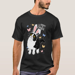 Grappige Zwarte Kat Paasei Gelukkig Pasen Konijn T T-shirt