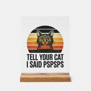 Grappige Zwarte Kat Pspsps Vintage Zonsondergang D Acryl Bord