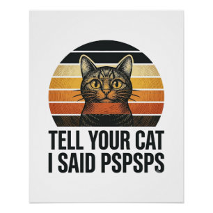 Grappige Zwarte Kat Pspsps Vintage Zonsondergang D Perfect Poster