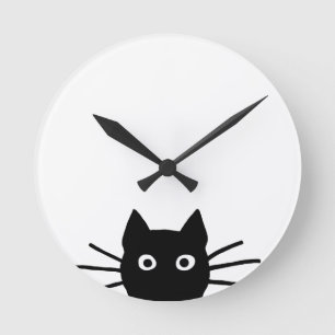 Grappige Zwarte Kat Ronde Klok